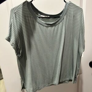 Carly Jean Los Angeles Sage Green Striped Short Sleeve Tee